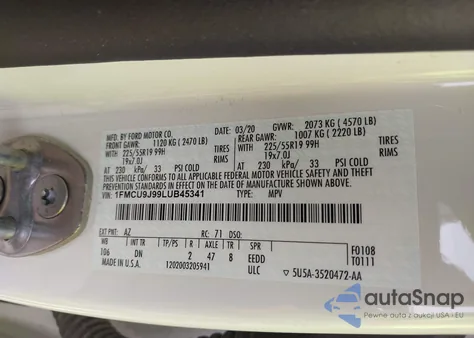 2020 Ford Escape Titanium from USA, damaged, VIN 1FMCU9J99LUB45341